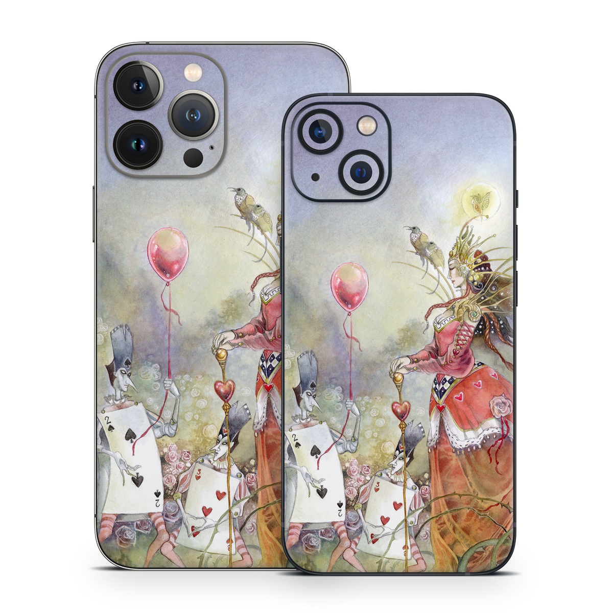 iPhone 13 Series Skin design of Watercolor paint, Painting, Art, Illustration, Spring, Flower, Fictional character, Blossom, Plant, Visual arts, with red, pink, white, black, blue, yellow, green colors