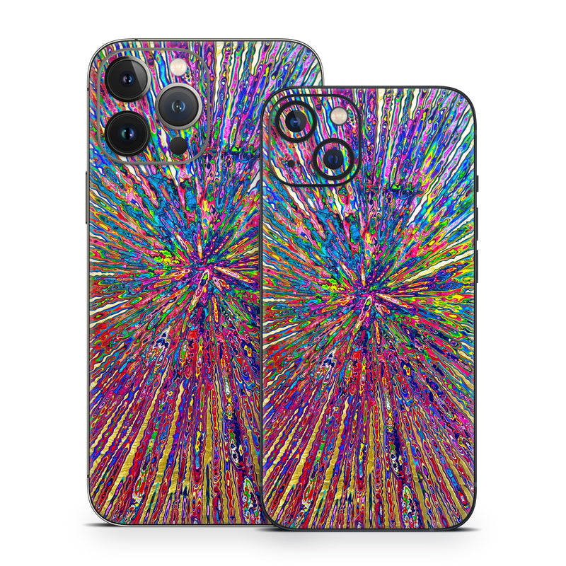 iPhone 13 Series Skin design of Blue, Red, Yellow, Orange, Pink, Psychedelic art, Modern art, Pattern, with yellow, red, orange, blue, green, purple colors