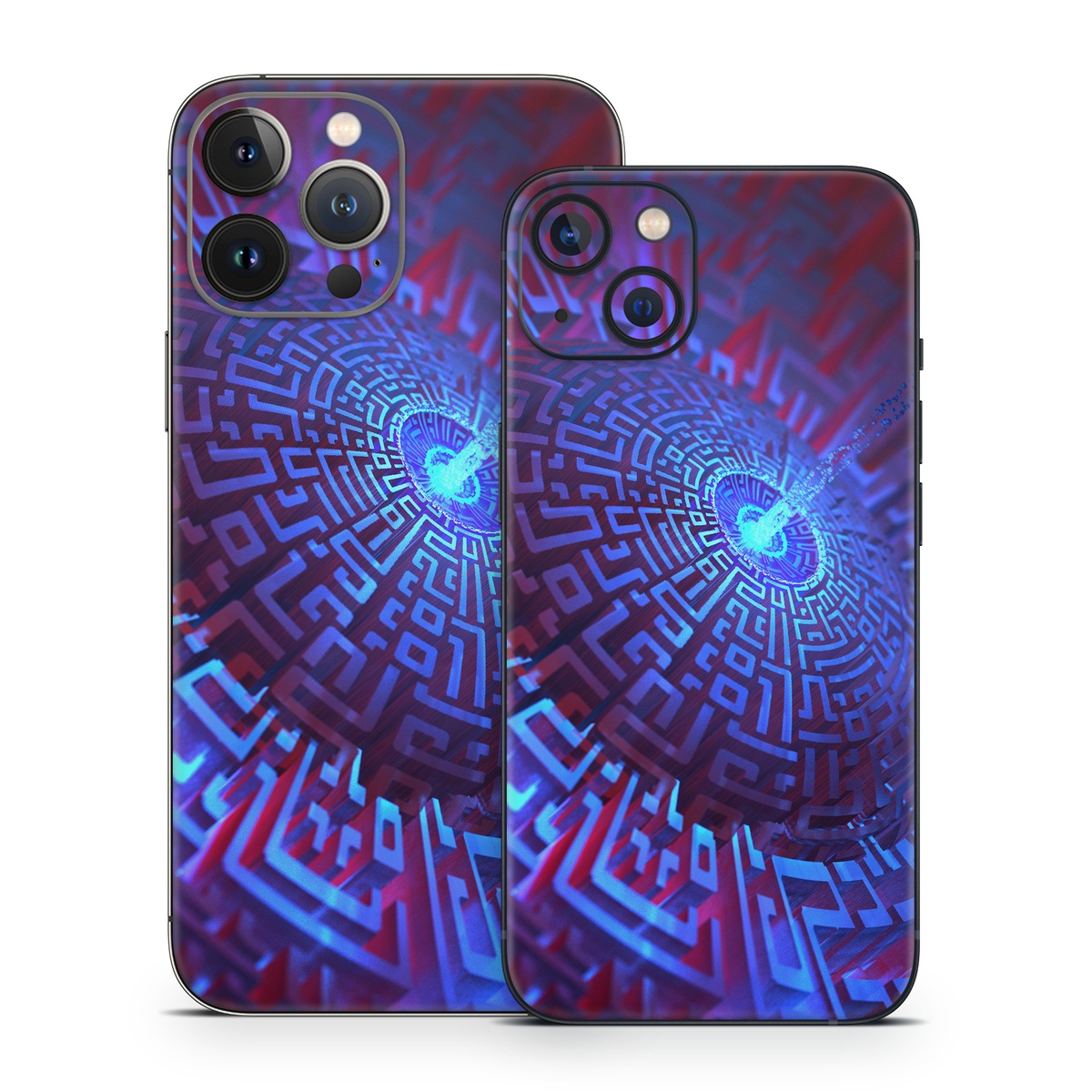 iPhone 13 Series Skin design of Blue, Light, Fractal art, Electric blue, Purple, Water, Psychedelic art, Organism, Art, Spiral, with black, blue colors