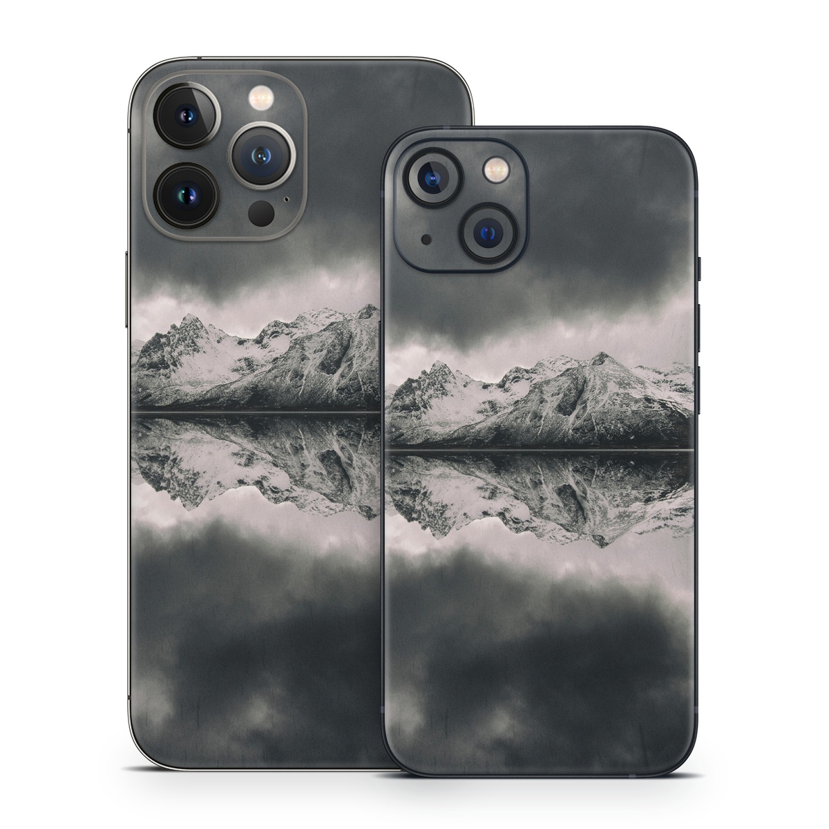 iPhone 13 Series Skin design of Sky, Cloud, Nature, Reflection, Water, Atmospheric phenomenon, Daytime, Black-and-white, Atmosphere, Calm, with white, black, gray colors