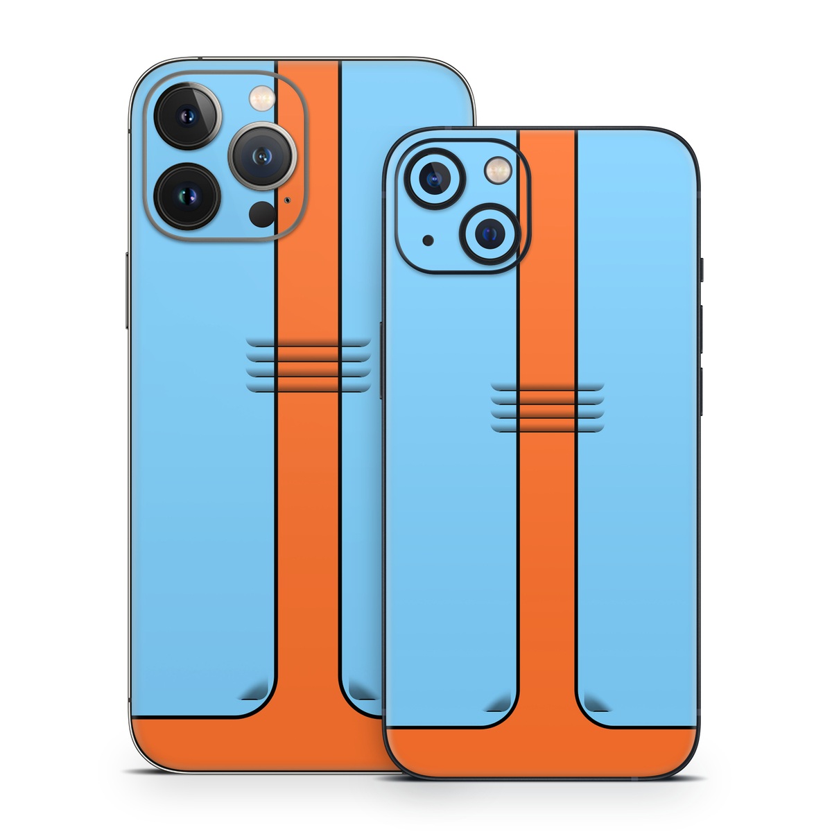 iPhone 13 Series Skin design of Line, with blue, orange, black colors