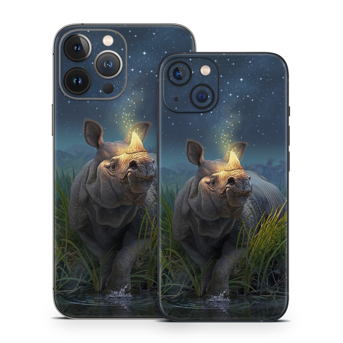 iPhone 13 Series Skin design of Wildlife, Sky, Photography, Grass, Fawn, with blue, green, gray, yellow, white colors