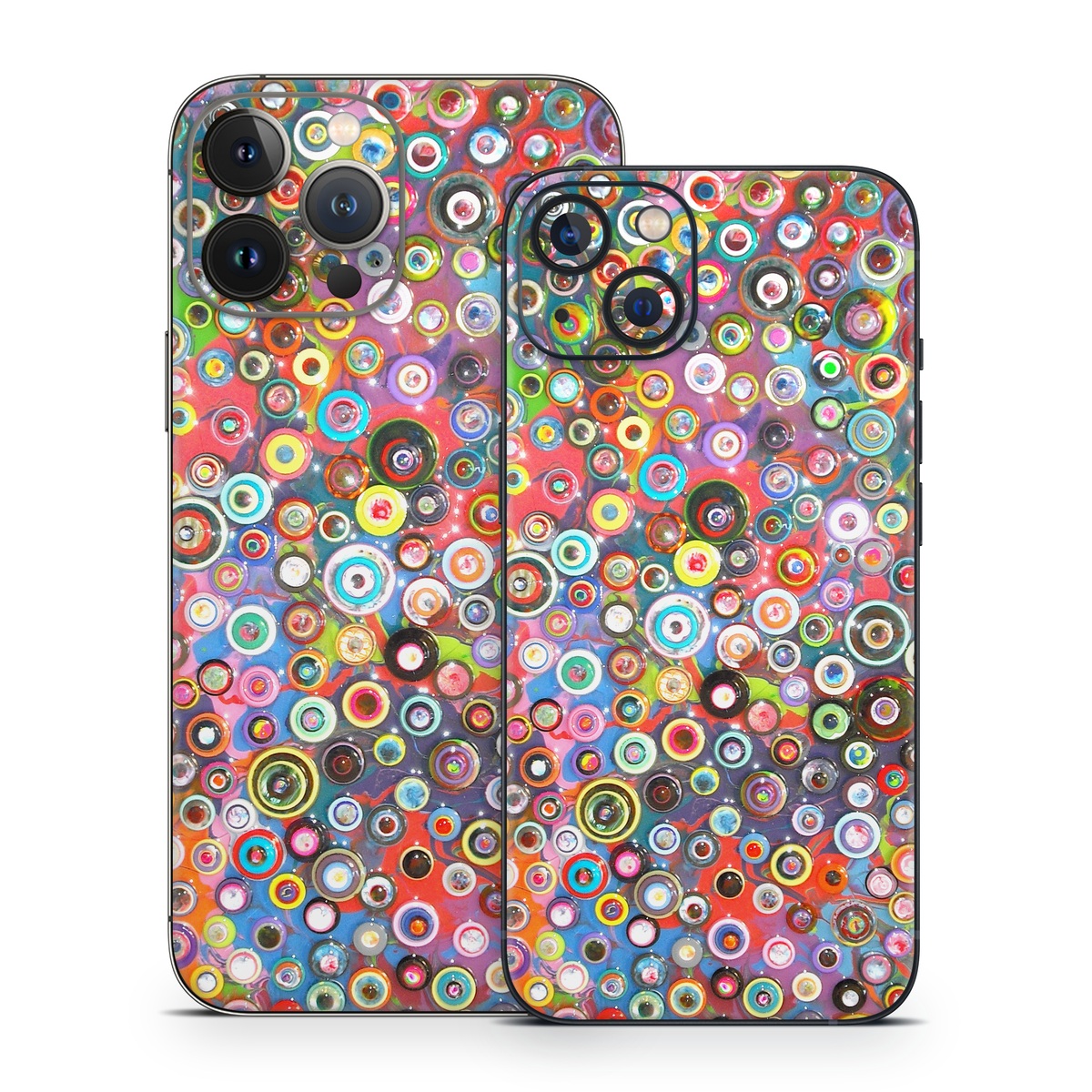 iPhone 13 Series Skin design of Pattern, Design, Textile, Visual arts, Circle, Art, with red, pink, blue, green, yellow, blue, orange colors