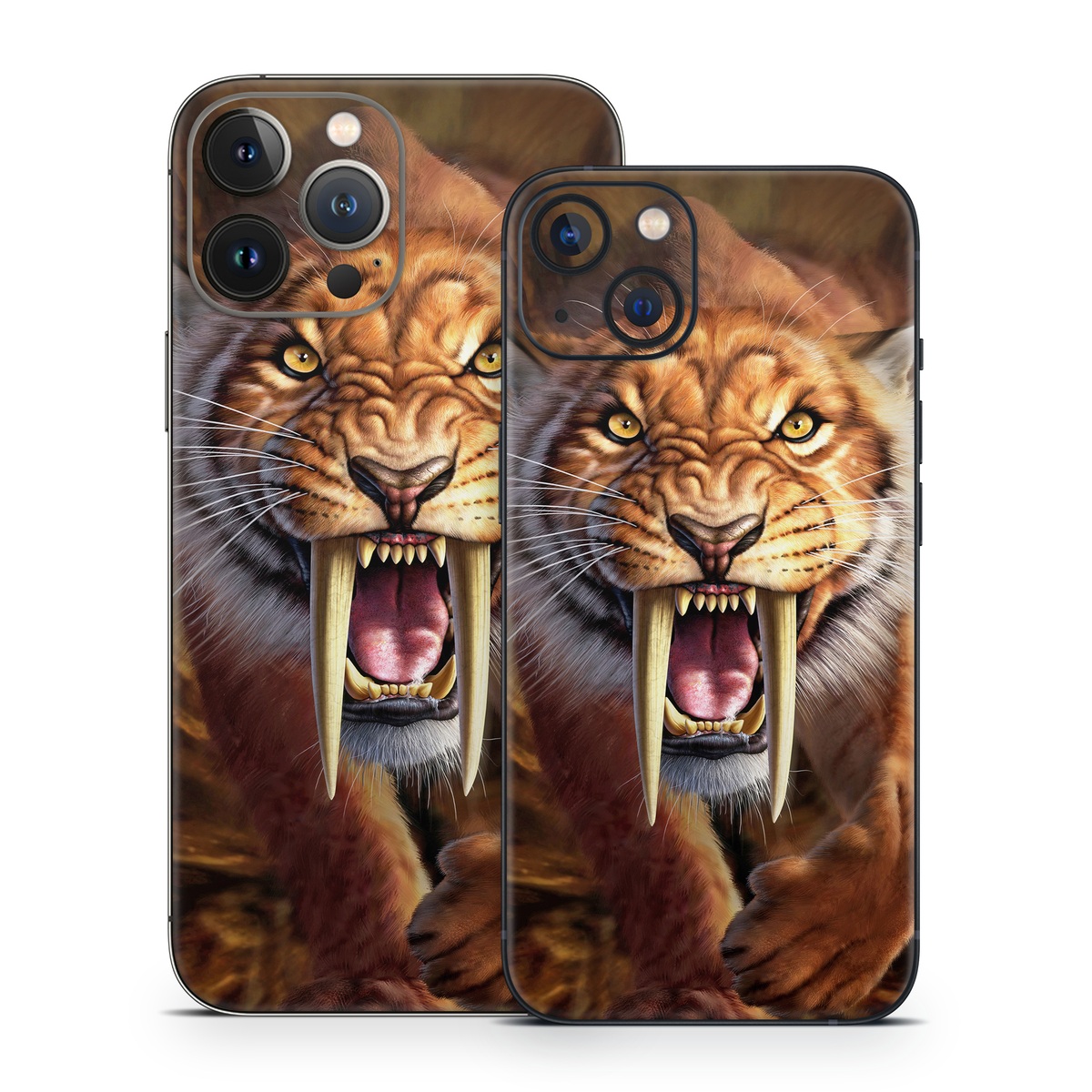 iPhone 13 Series Skin design of Roar, Felidae, Facial expression, Wildlife, Whiskers, Bengal tiger, Carnivore, Snout, Big cats, Fang, with black, orange, yellow, white colors