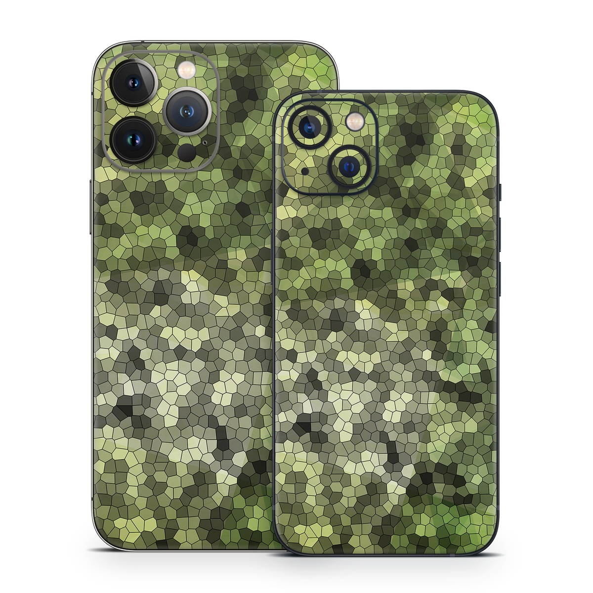 iPhone 13 Series Skin design of Green, Grass, Leaf, Plant, Pattern, Groundcover, with black, white, green, gray colors