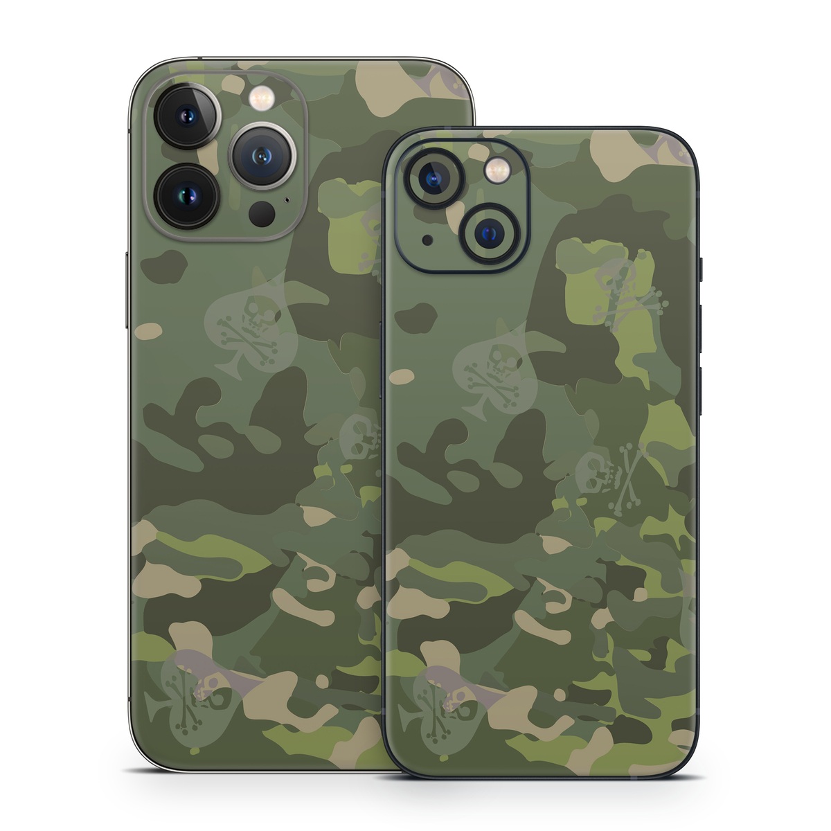 iPhone 13 Series Skin design of Military camouflage, Pattern, Camouflage, Uniform, Clothing, Green, Design, Leaf, Plant, Illustration, with green, brown colors