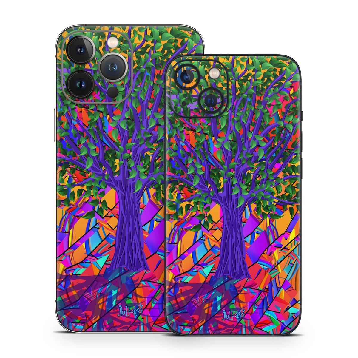 iPhone 13 Series Skin design of Psychedelic art, Pattern, Visual arts, Art, Plant, Acrylic paint, Modern art, with green, purple, orange, blue, purple, yellow, red colors