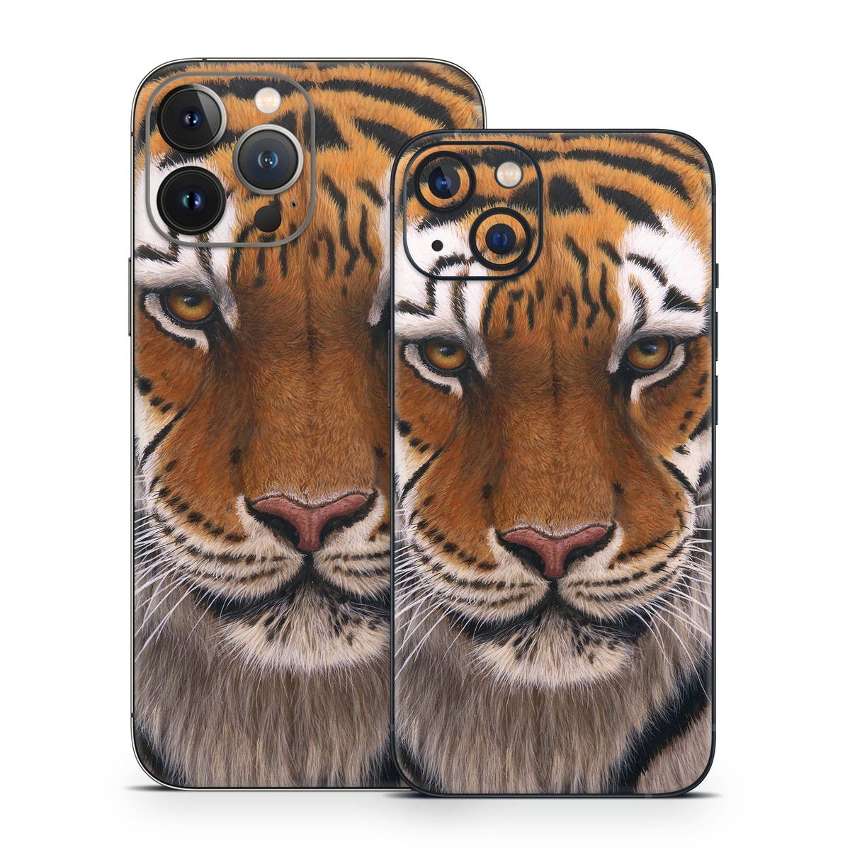 iPhone 13 Series Skin design of Tiger, Mammal, Wildlife, Terrestrial animal, Vertebrate, Bengal tiger, Whiskers, Siberian tiger, Felidae, Snout, with black, gray, red, green, pink colors