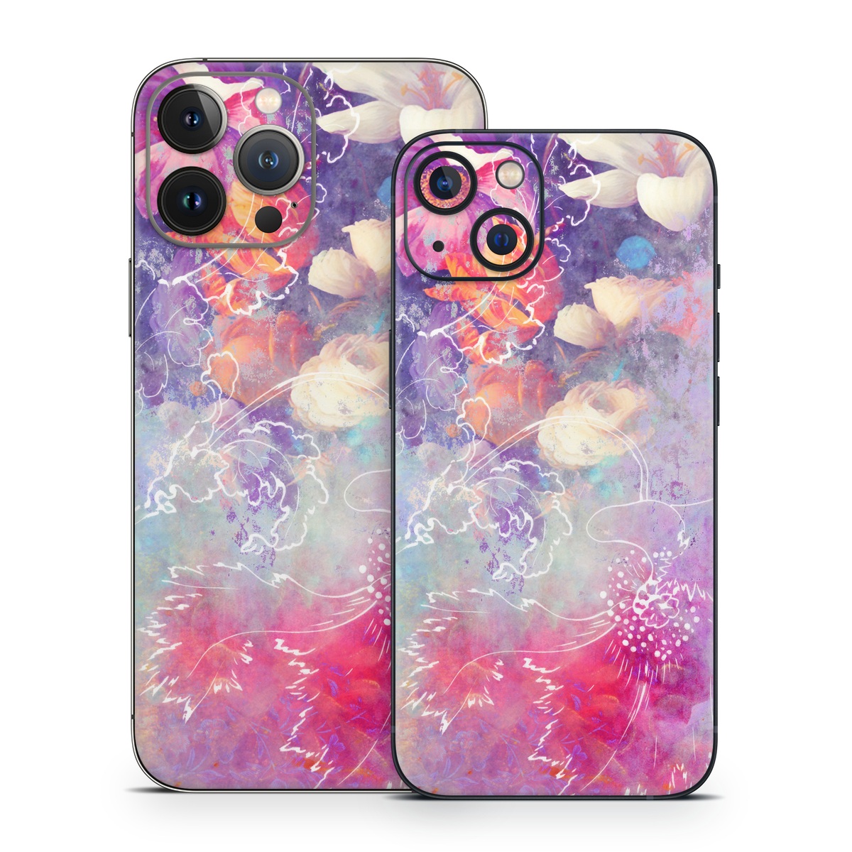 iPhone 13 Series Skin design of Purple, Violet, Pink, Graphic design, Illustration, Sky, Art, Design, Watercolor paint, Graphics, with purple, white, red, orange, blue colors