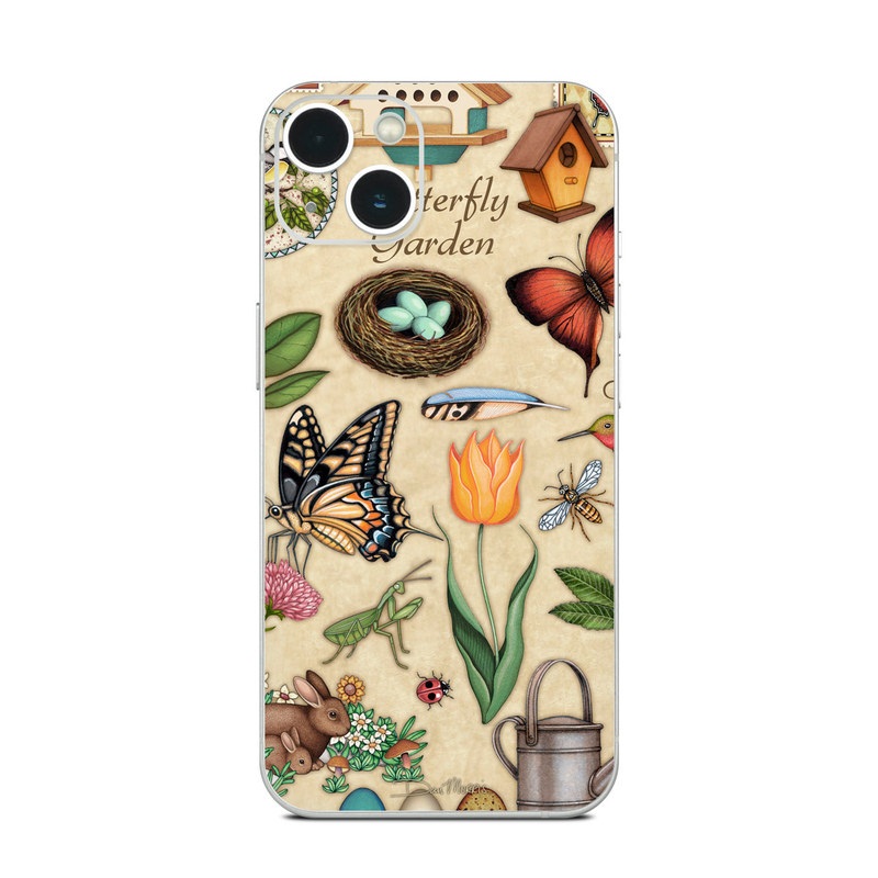 iPhone 13 Series Skin design of Butterfly, Insect, Moths and butterflies, Cynthia (subgenus), Pollinator, Brush-footed butterfly, Organism, Invertebrate, Lepidopterist, Clip art, with gray, green, black, red, blue colors