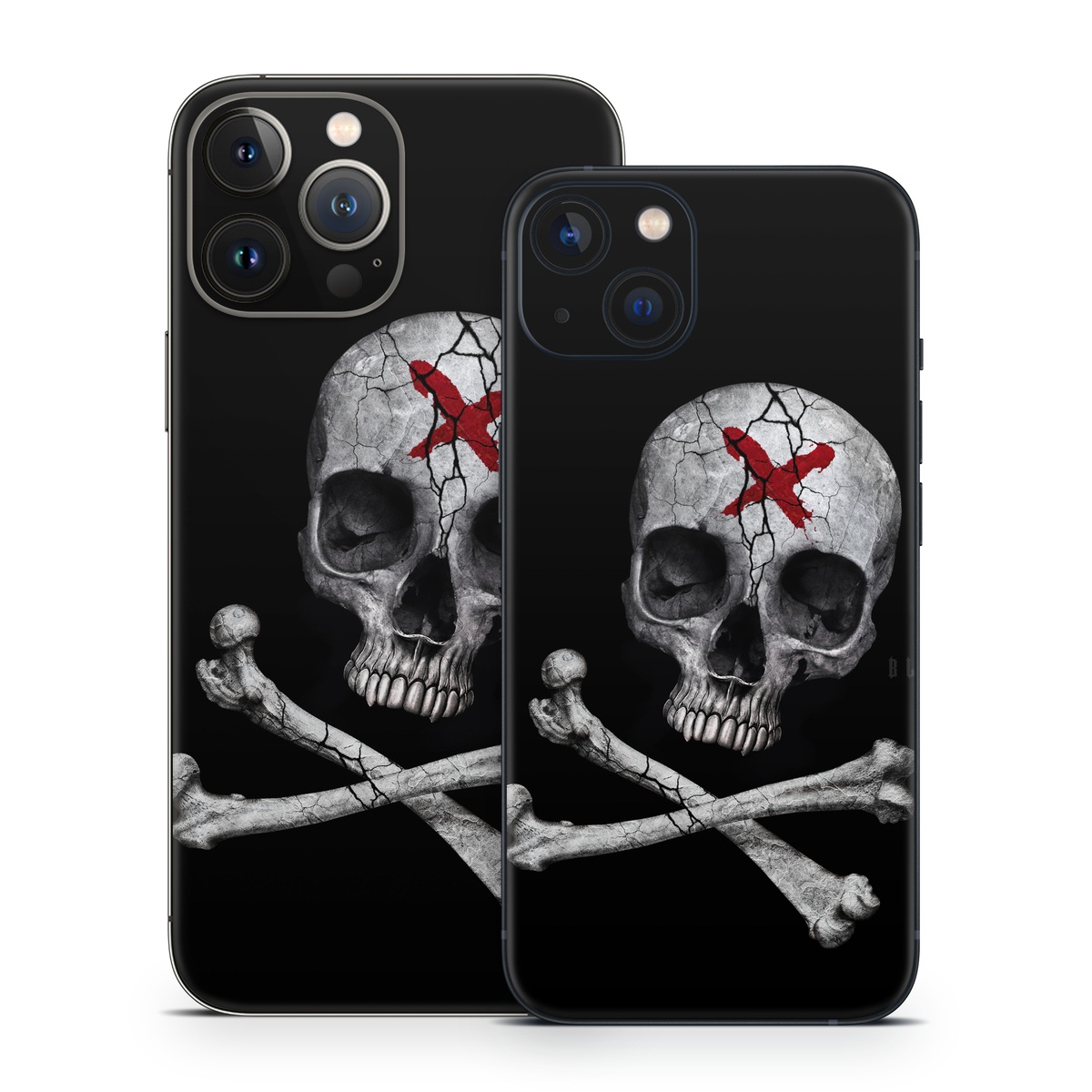 iPhone 13 Series Skin design of Bone, Skull, Skeleton, Jaw, Illustration, Animation, Fictional character, Still life photography, with black, white, gray colors