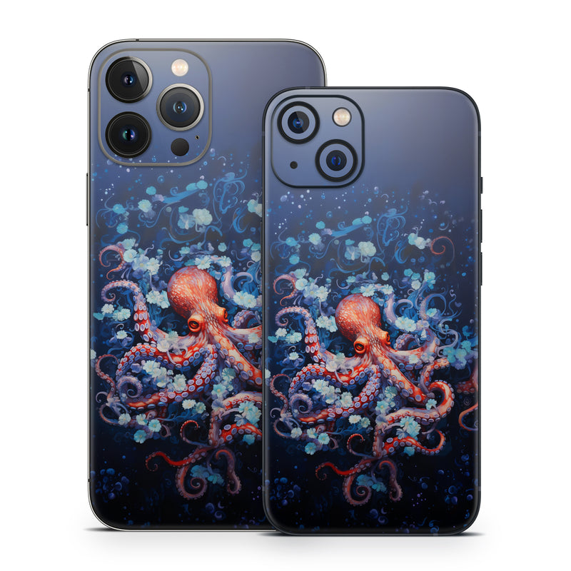 iPhone 13 Series Skin design of Water, Azure, Marine invertebrates, Liquid, Natural environment, Organism, Fluid, Art, Font, World, with blue, red, white, purple colors