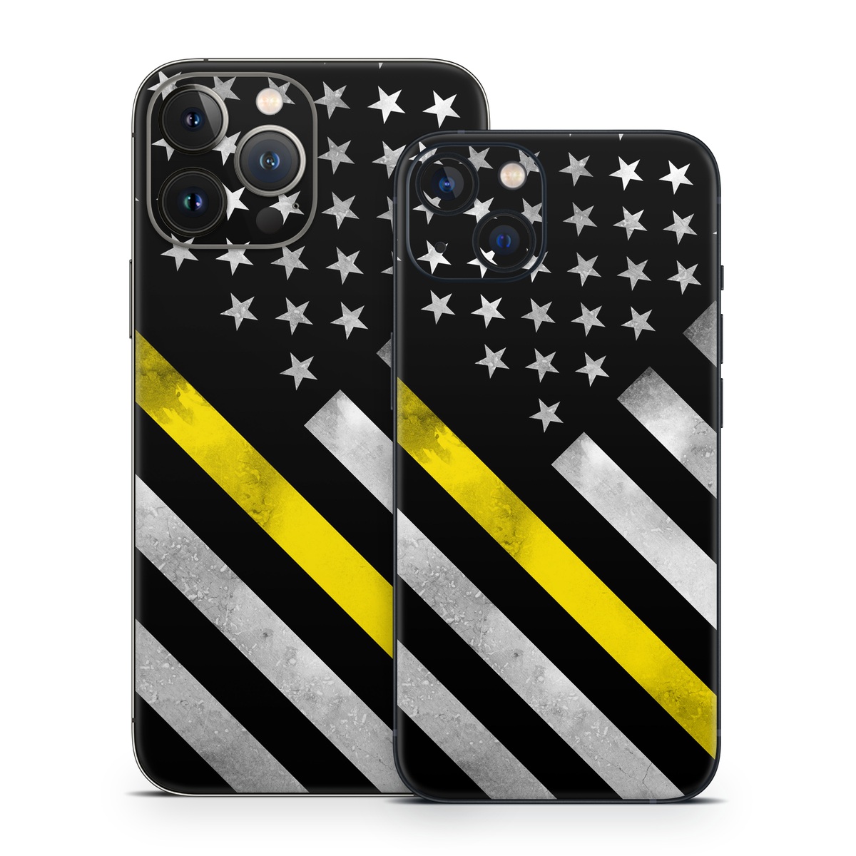 iPhone 13 Series Skin design of Flag of the united states, Flag, Yellow, Line, Black-and-white, Pattern, Monochrome, Graphic design, Parallel, with black, white, gray, yellow colors