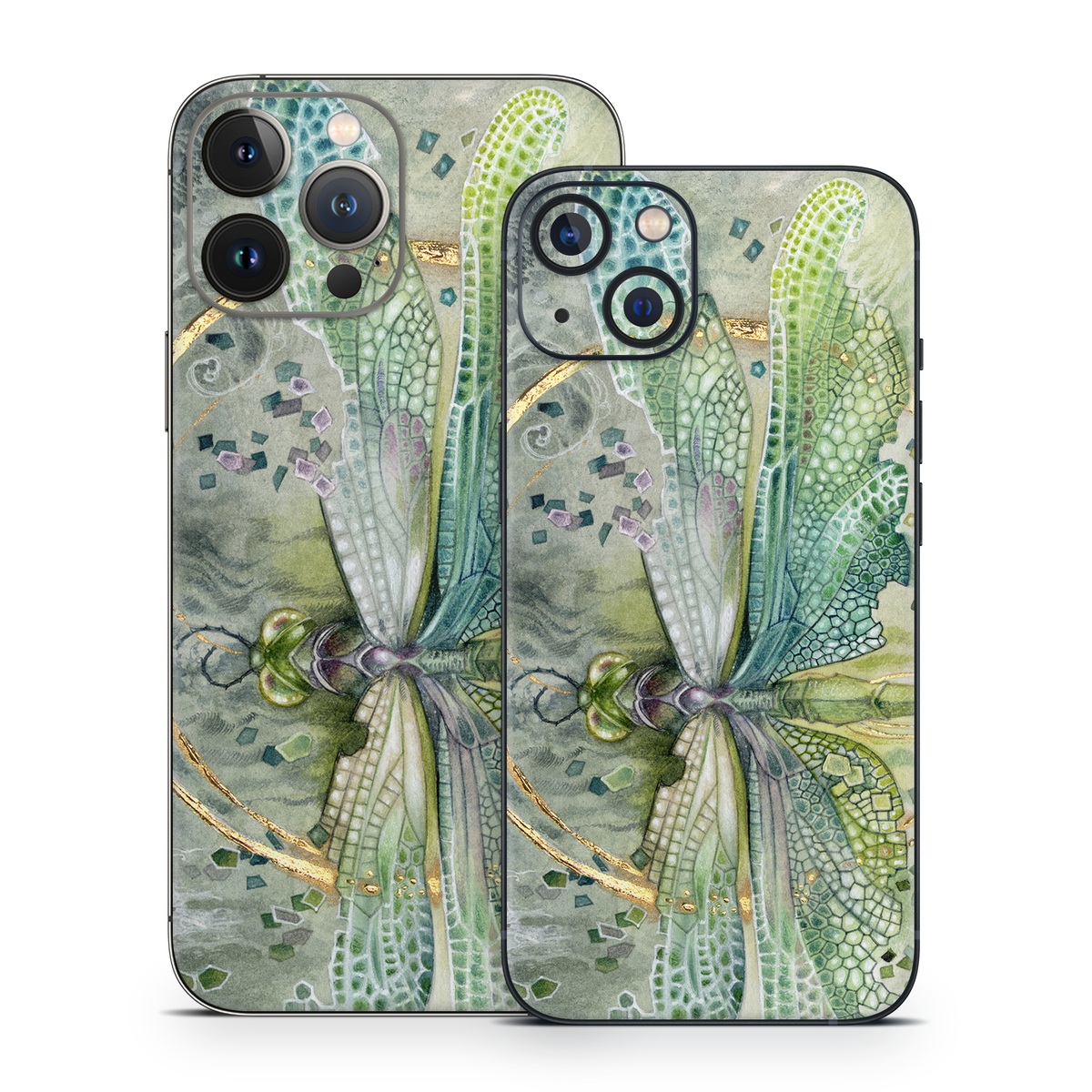iPhone 13 Series Skin design of Green, Painting, Watercolor paint, Water, Acrylic paint, Leaf, Visual arts, Plant, Art, Photography, with green, yellow, blue, gray colors