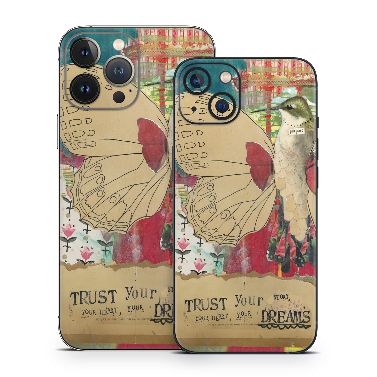 iPhone 13 Series Skin design of Butterfly, Insect, Moths and butterflies, Pink, Pollinator, Illustration, Wing, Moth, Art, Invertebrate, with yellow, green, brown, red, blue, pink colors