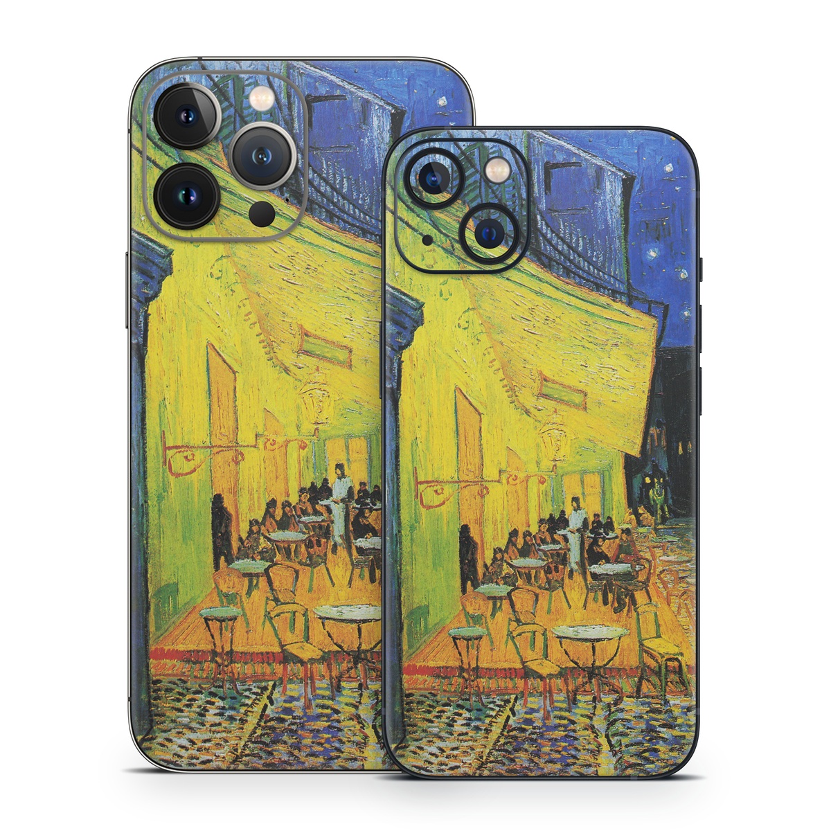 iPhone 13 Series Skin design of Painting, Art, Yellow, Watercolor paint, Illustration, Modern art, Visual arts, Street, Infrastructure, Tree, with green, black, blue, gray, red colors