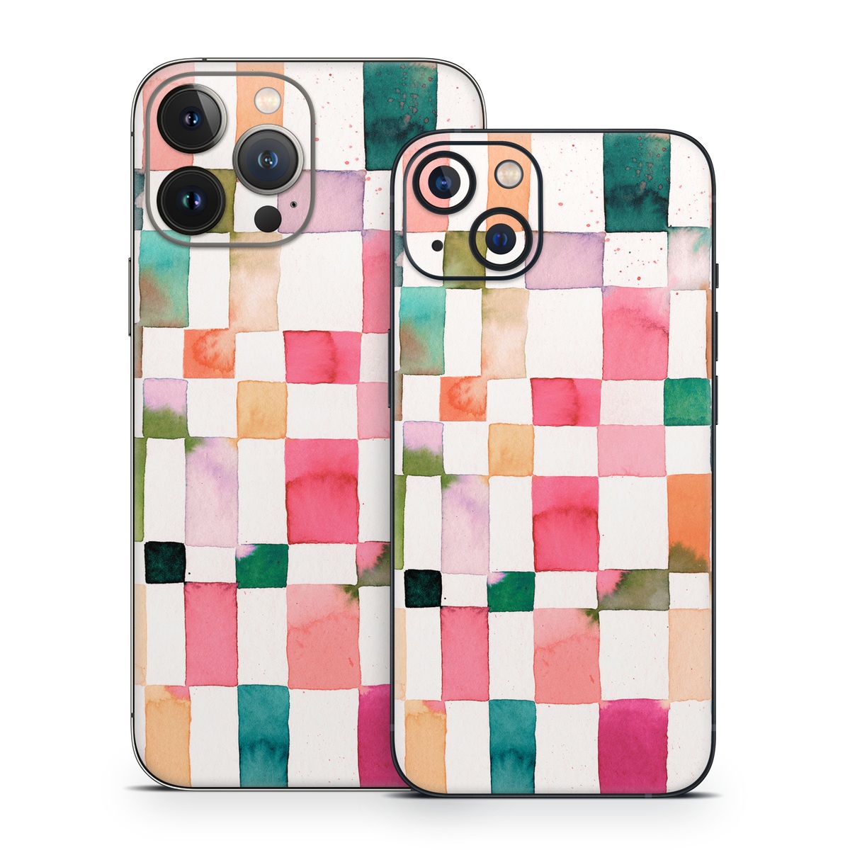 iPhone 13 Series Skin design of Brown, Rectangle, Product, Textile, Art, Pink, Line, Aqua, Magenta, Symmetry, with white, pink, green, red, blue, orange, purple colors