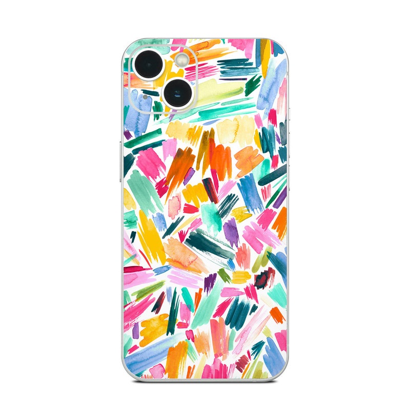 iPhone 13 Series Skin design of Colorfulness, Art, Triangle, Pattern, Painting, Symmetry, Creative arts, Paint, Electric blue, Art paint, with white, pink, blue, yellow, orange, red, green, gray colors