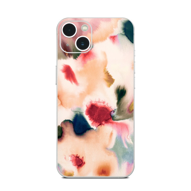 iPhone 13 Series Skin design of Petal, Pink, Creative arts, Plant, Tints and shades, Art, Pattern, Porcelain, Close-up, Natural material, with white, blue, red, brown, orange, yellow, green colors