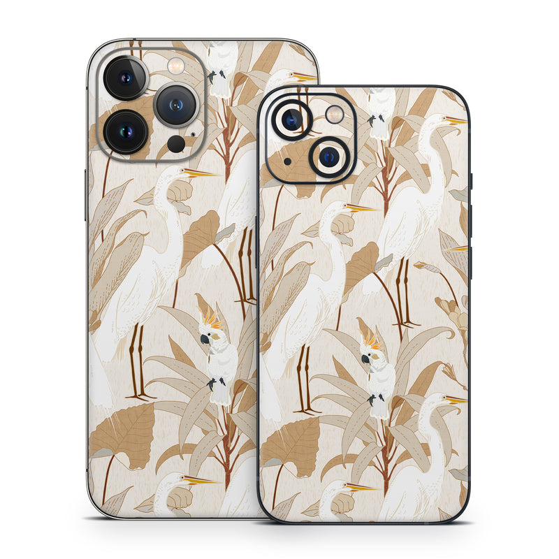 iPhone 13 Series Skin design of Plant, Branch, Organism, Twig, Art, Fawn, Painting, Tail, Pattern, Illustration, with white, brown, gray, yellow, orange colors