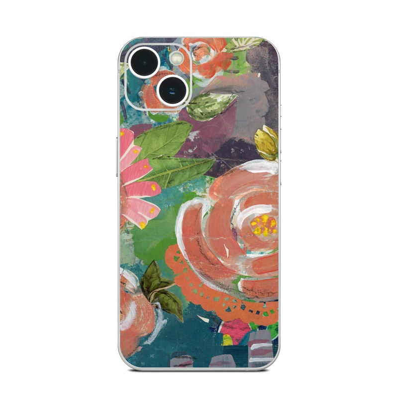 iPhone 13 Series Skin design of Painting, Watercolor paint, Still life, Child art, Art, Illustration, Acrylic paint, Flower, Visual arts, Textile, with green, pink, red, yellow, blue, white, black, gray colors