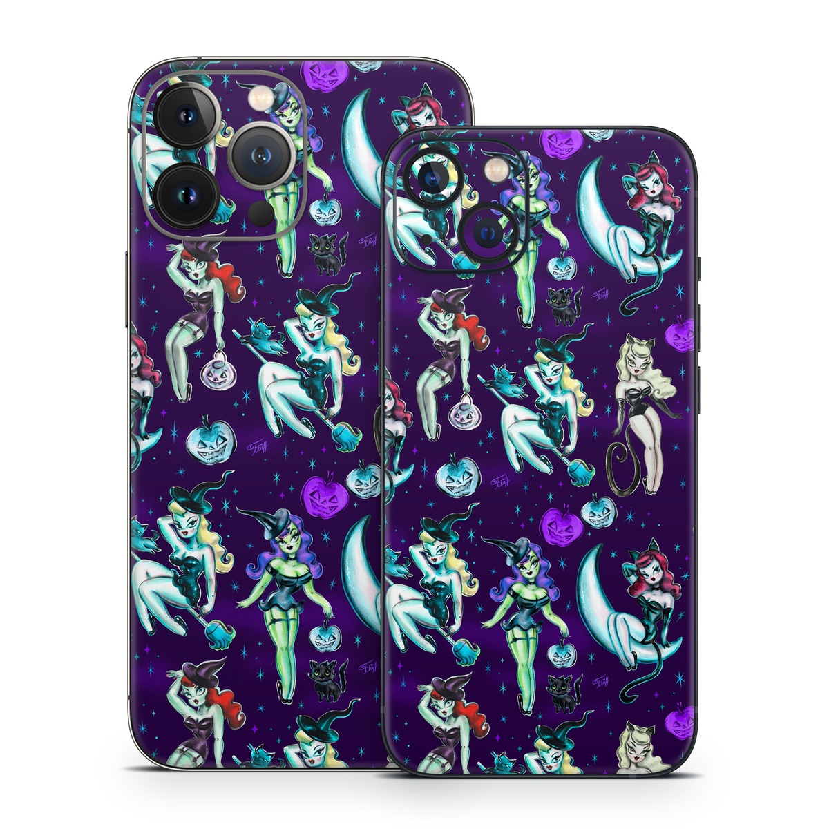 iPhone 13 Series Skin design of Illustration, Cartoon, Violet, Art, Fictional character, Graphic design, Fiction, Visual arts, Style, Graphics, with blue, green, white, yellow, red, purple colors