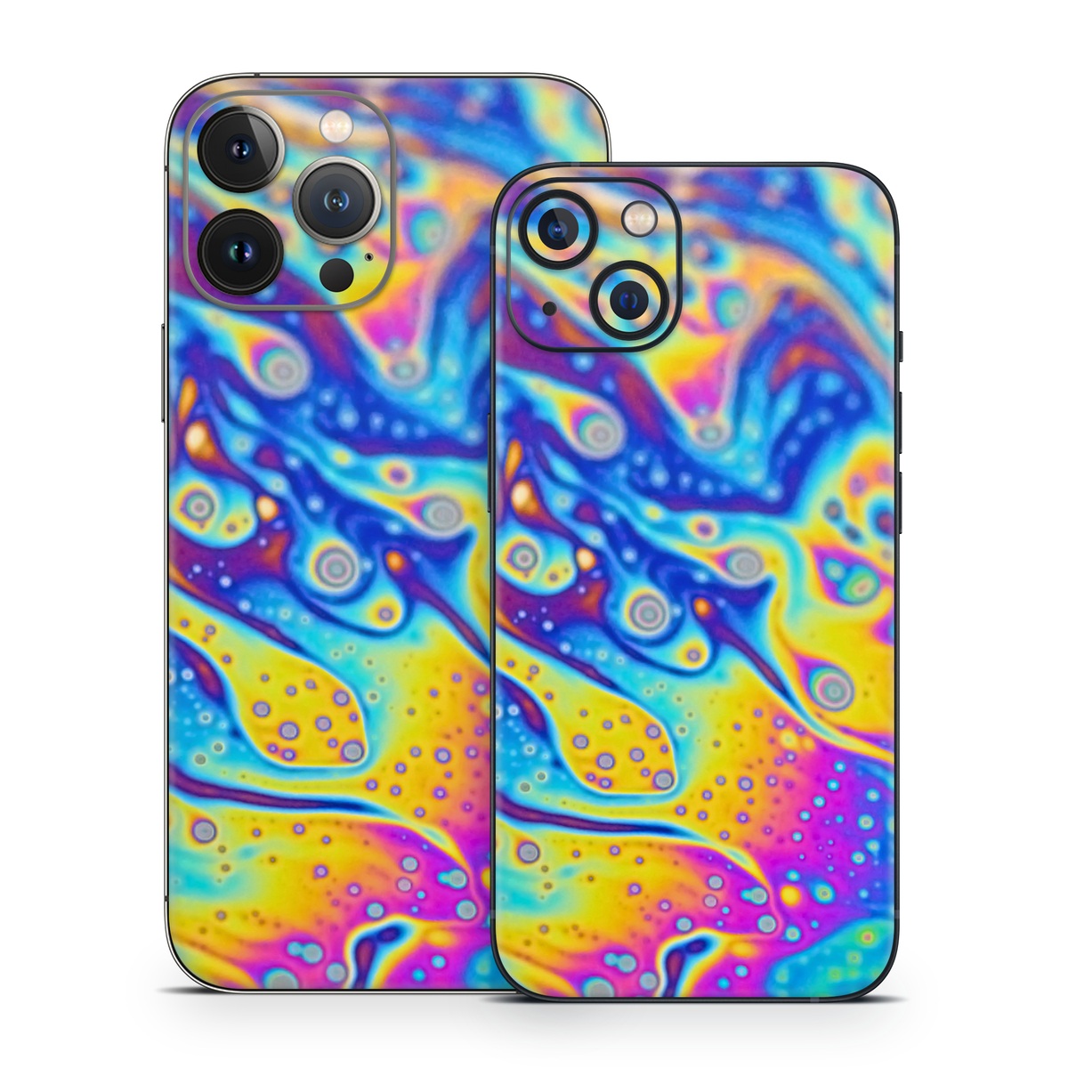 iPhone 13 Series Skin design of Psychedelic art, Blue, Pattern, Art, Visual arts, Water, Organism, Colorfulness, Design, Textile, with gray, blue, orange, purple, green colors