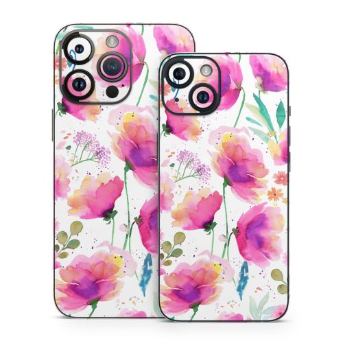 Abstract Pink Poppies iPhone 14 Series Skin