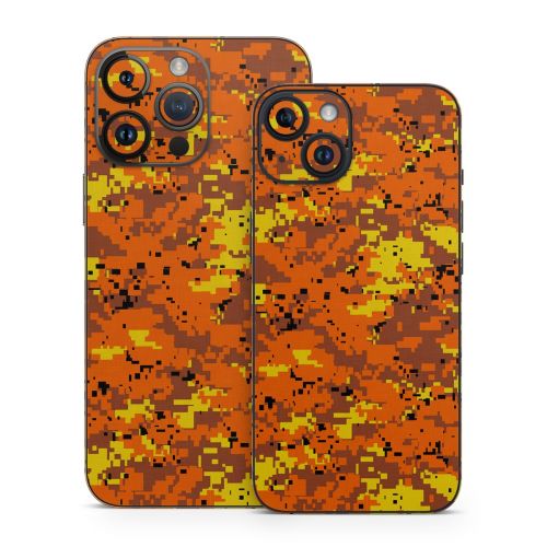 Digital Orange Camo iPhone 14 Series Skin