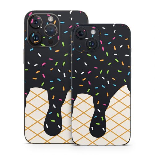 Black Ice Cream Drip iPhone 14 Series Skin