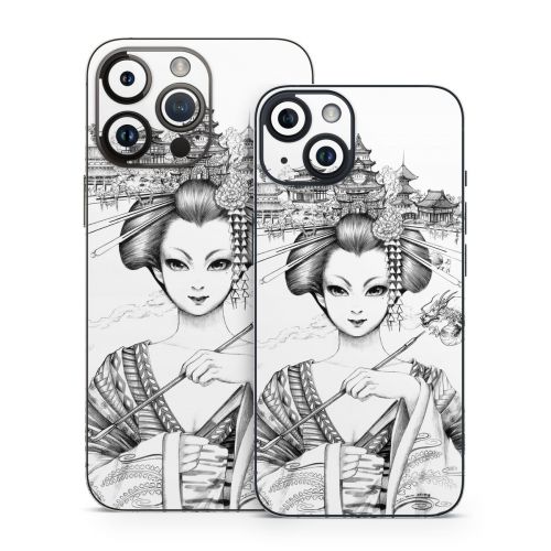 Geisha Sketch iPhone 14 Series Skin