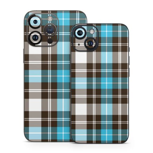 Turquoise Plaid iPhone 14 Series Skin