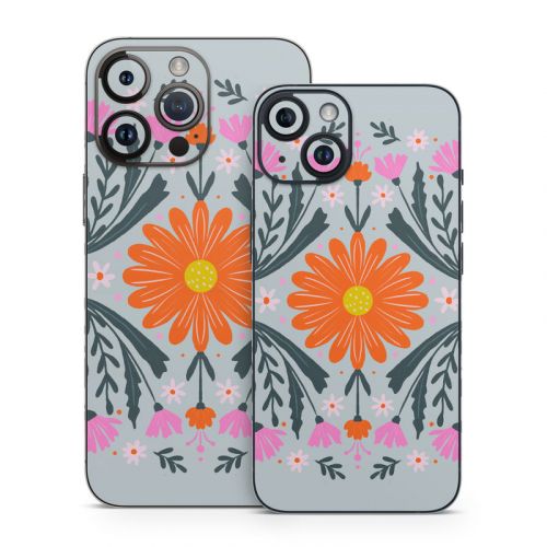 Pink and Orange Flowers iPhone 14 Series Skin