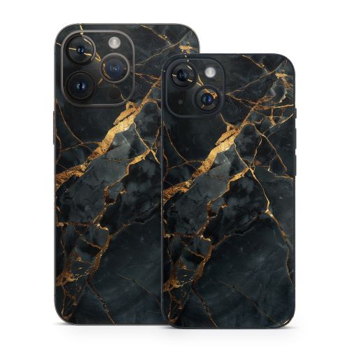 Repaired Black Marble iPhone 14 Series Skin