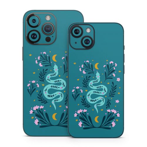 Snake and Flowers iPhone 14 Series Skin