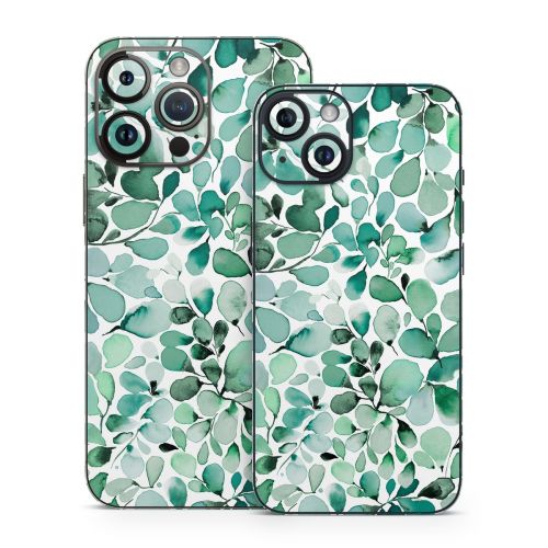 Watercolor Eucalyptus Leaves iPhone 14 Series Skin