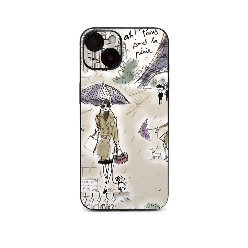 iPhone 14 Skin design of Cartoon, Umbrella, Illustration, Organism, Art, Fiction, Fictional character, with brown, gray, purple colors