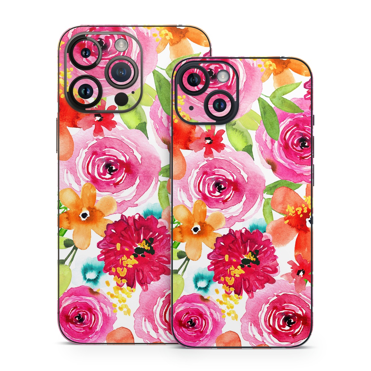 iPhone 14 Skin design of Flower, Cut flowers, Floral design, Plant, Pink, Bouquet, Petal, Flower Arranging, Artificial flower, Clip art, with pink, red, green, orange, yellow, blue, white colors