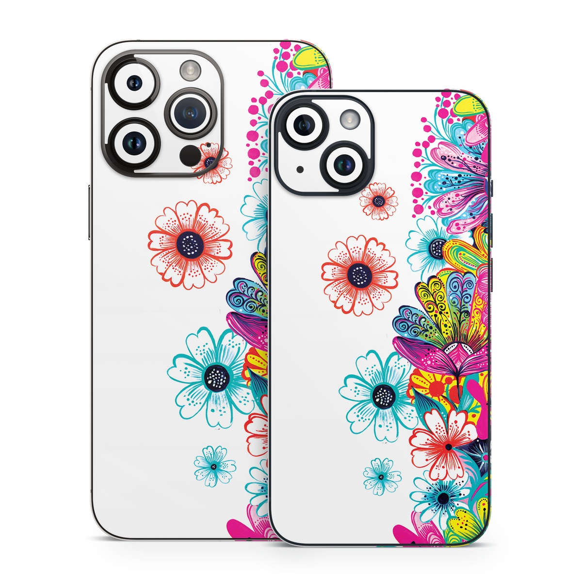 iPhone 14 Skin design of Pattern, Floral design, Design, Graphic design, Flower, Wildflower, Plant, Graphics, Clip art, Visual arts, with white, pink, blue, yellow, purple, red colors