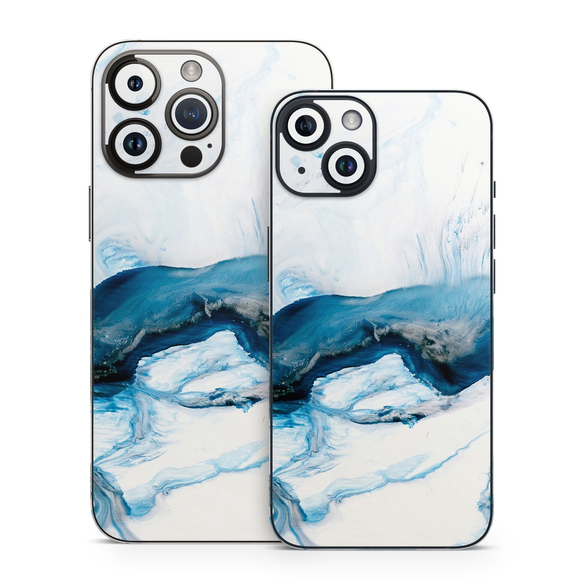 iPhone 14 Skin design of Glacial landform, Blue, Water, Glacier, Sky, Arctic, Ice cap, Watercolor paint, Drawing, Art, with white, blue, black colors