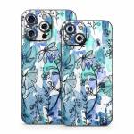 Blue Ink Floral iPhone 15 Series Skin