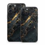 Repaired Black Marble iPhone 15 Series Skin