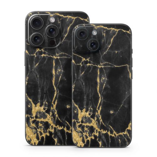 Black Gold Marble iPhone 15 Series Skin