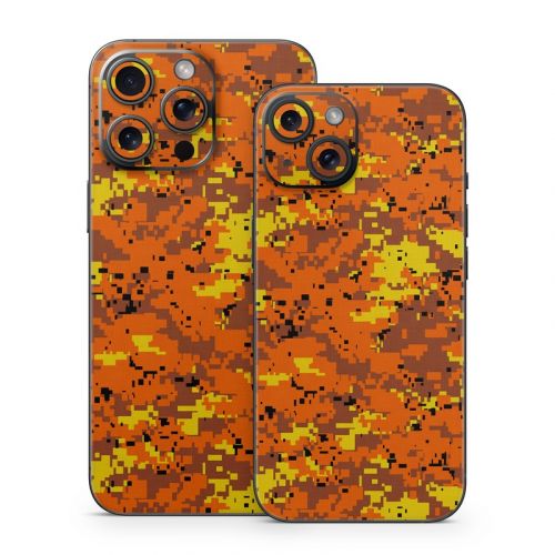 Digital Orange Camo iPhone 15 Series Skin