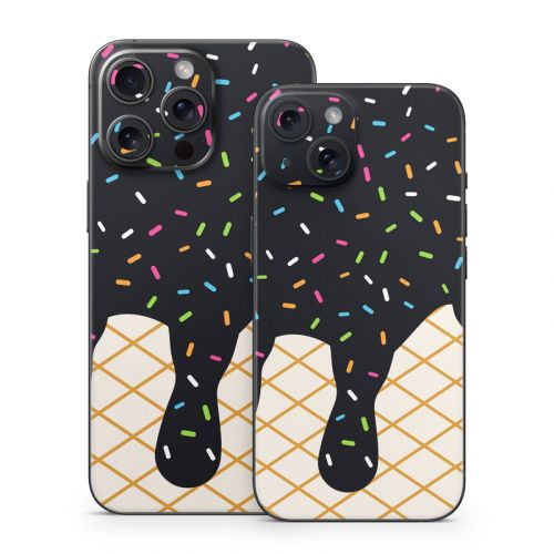 Black Ice Cream Drip iPhone 15 Series Skin