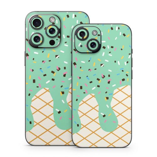 Mint Chocolate Chip Ice Cream Drip iPhone 15 Series Skin