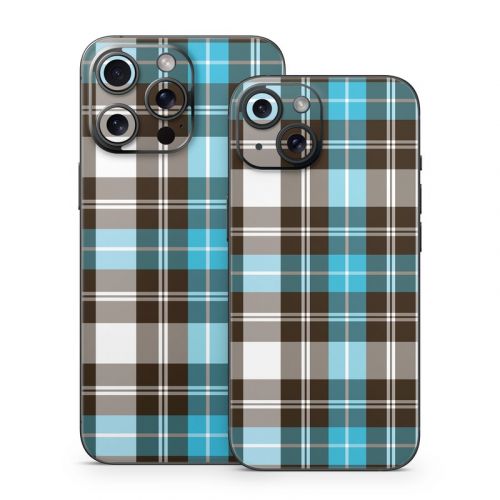 Turquoise Plaid iPhone 15 Series Skin