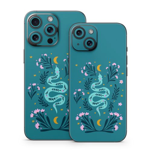 Snake and Flowers iPhone 15 Series Skin