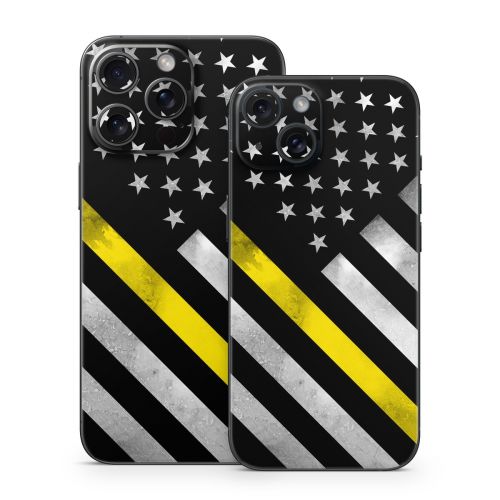 Thin Yellow Line Hero iPhone 15 Series Skin