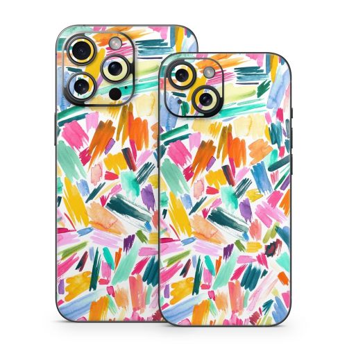 Watercolor Colorful Brushstrokes iPhone 15 Series Skin